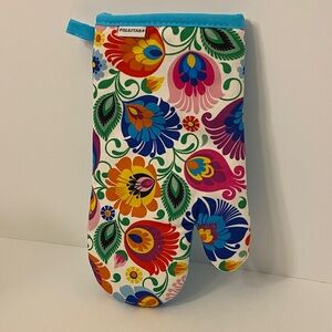 Polish Folk Art Floral Oven Mitt Pot Holder NWOT 100% Cotton Made In Poland